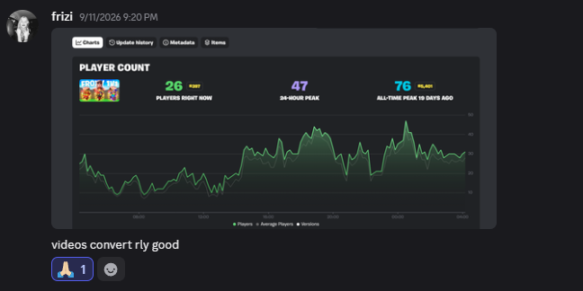 Client message showing a growing player count